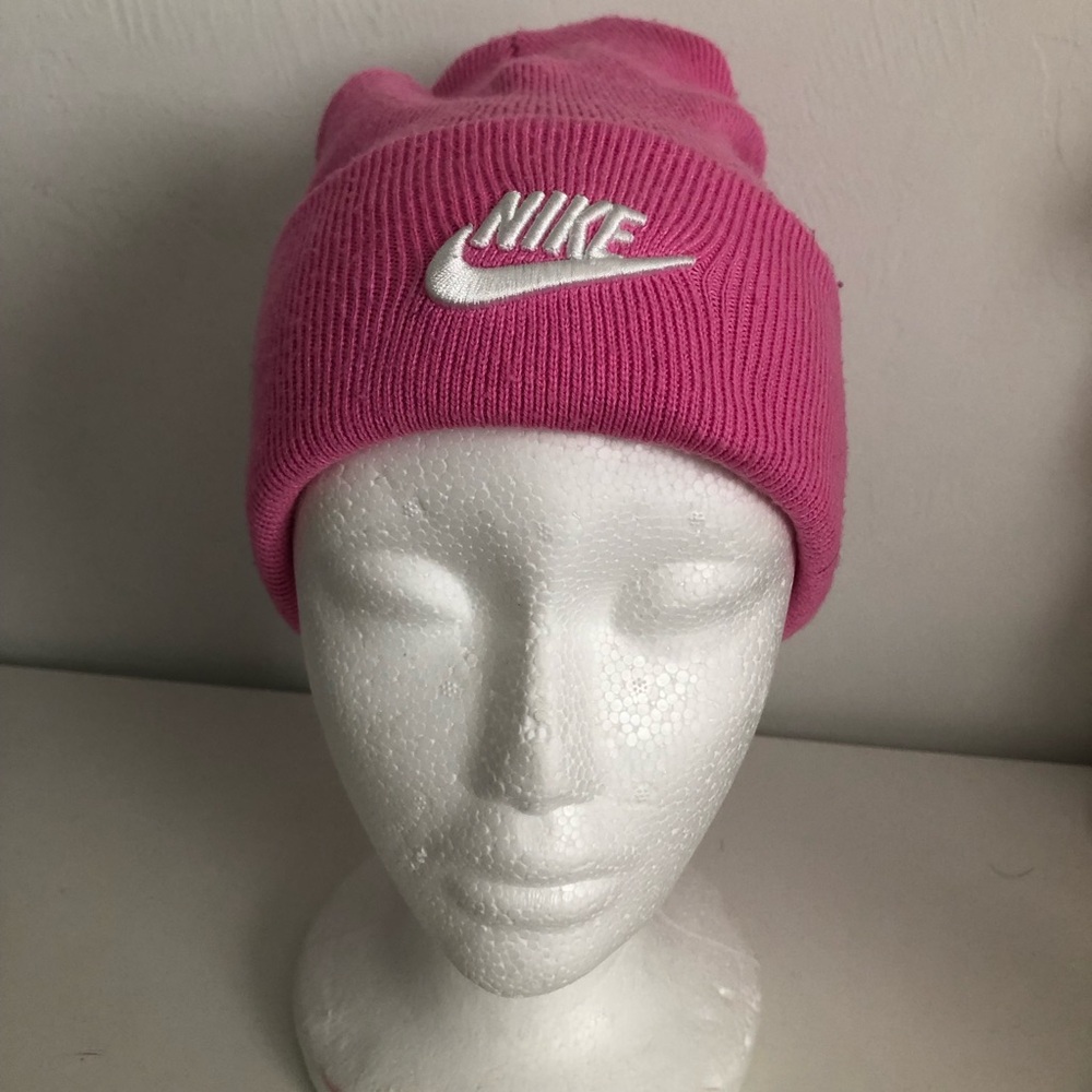 Nike Pink Beanie Hat with White Embroidered Logo